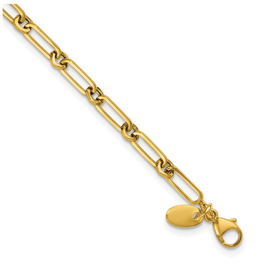 10k Yellow Gold Polished Fancy Paperclip Link Bracelet