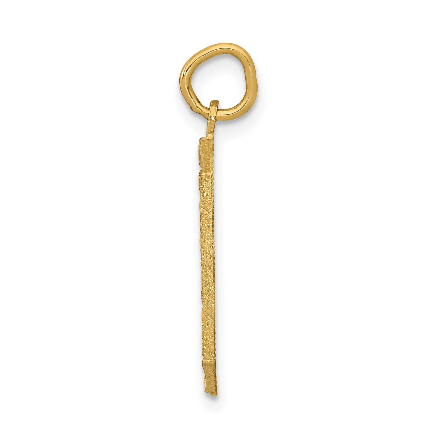 10K Yellow Gold Large Brushed Diamond-cut Number 0 Charm