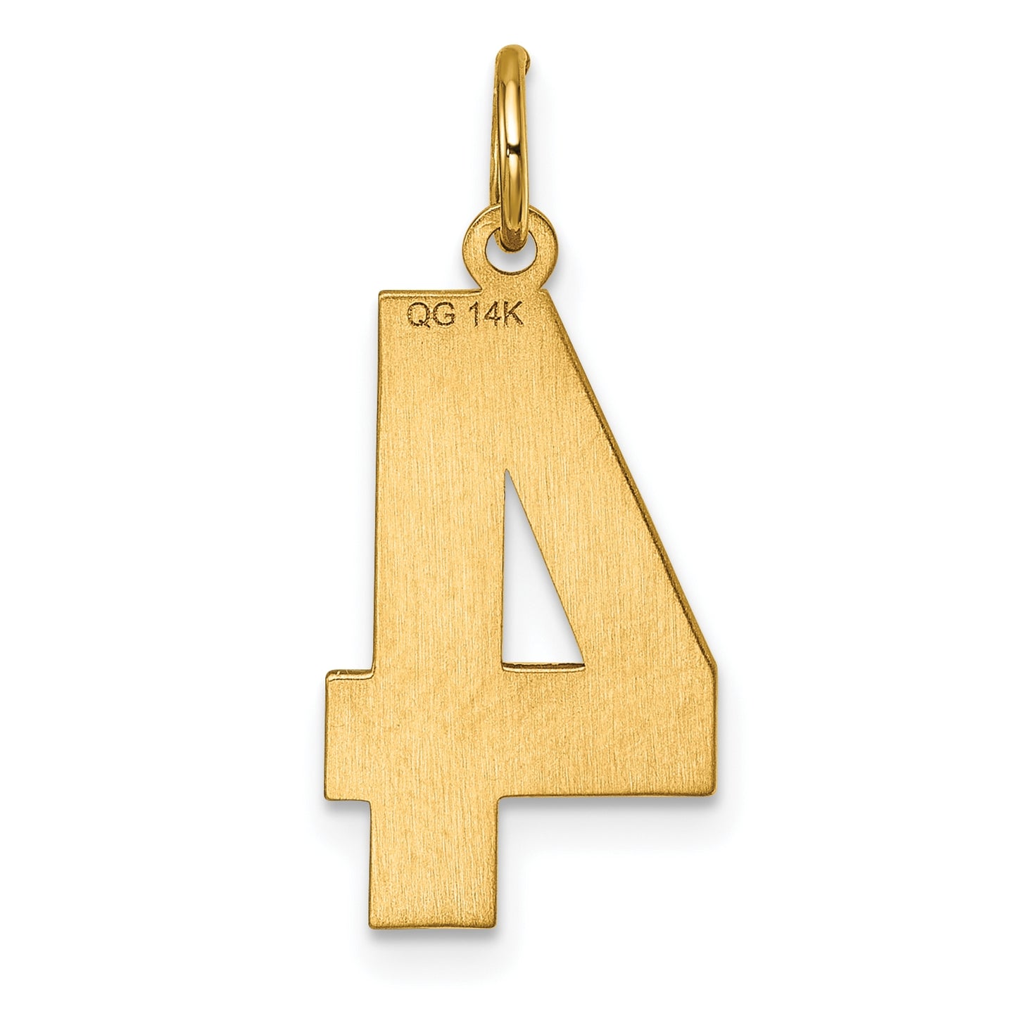 10K Yellow Gold Casted Large Diamond Cut Number 4 Charm
