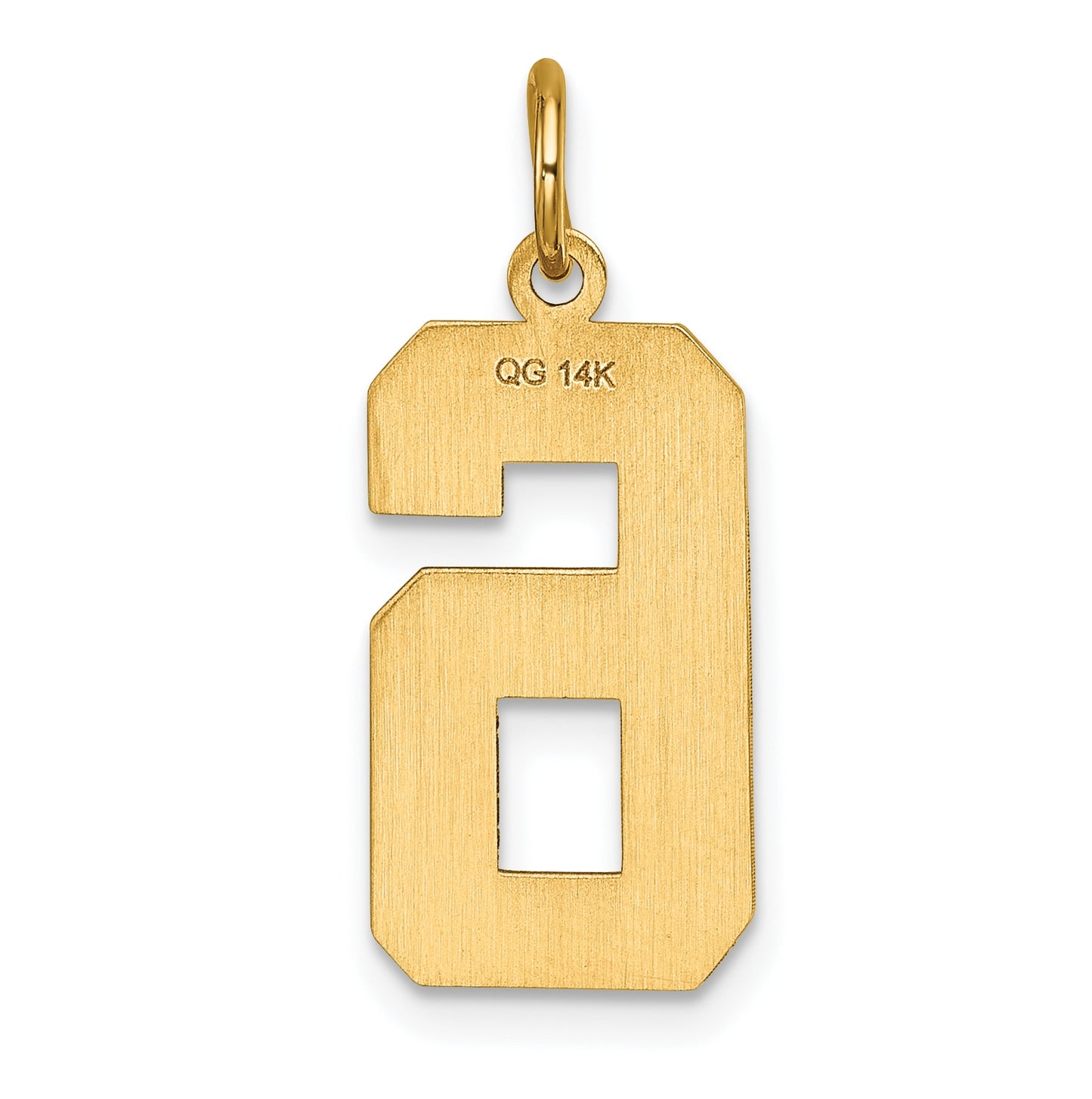 10K Yellow Gold Casted Large Diamond Cut Number 6 Charm