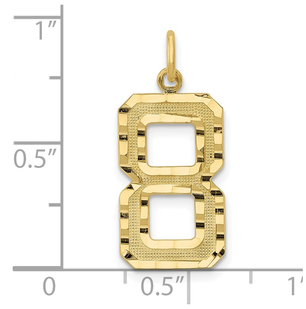 10K Yellow Gold Casted Large Diamond Cut Number 8 Charm