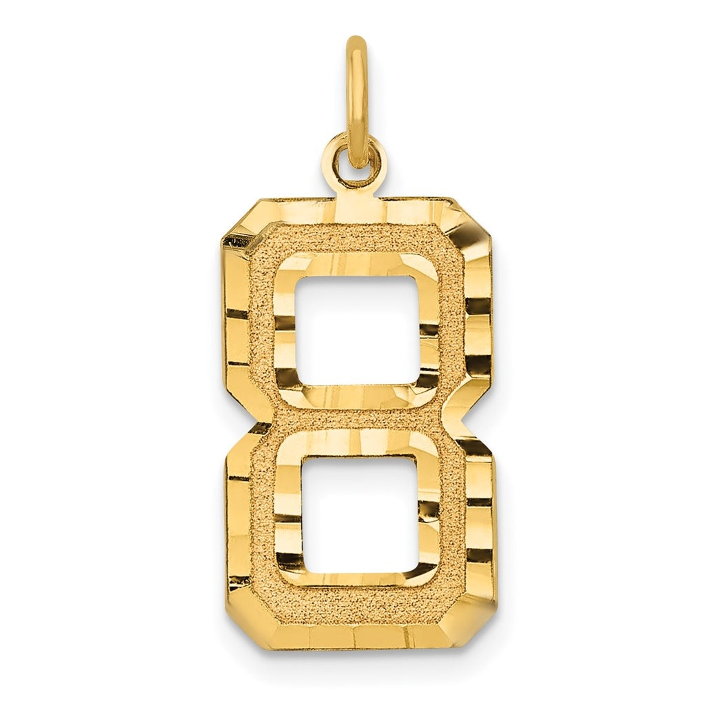 10K Yellow Gold Casted Large Diamond Cut Number 8 Charm
