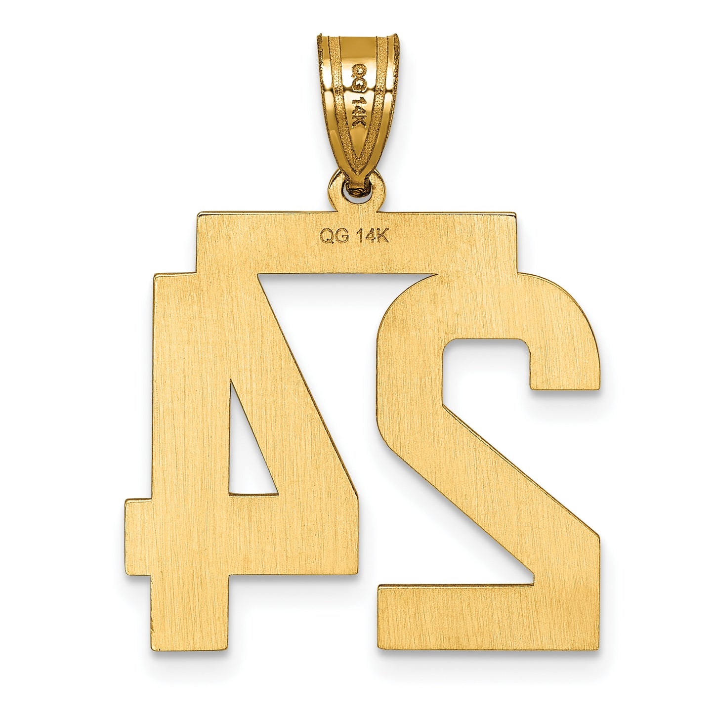 10K Yellow Gold Casted Large Diamond-cut Number 24 Charm