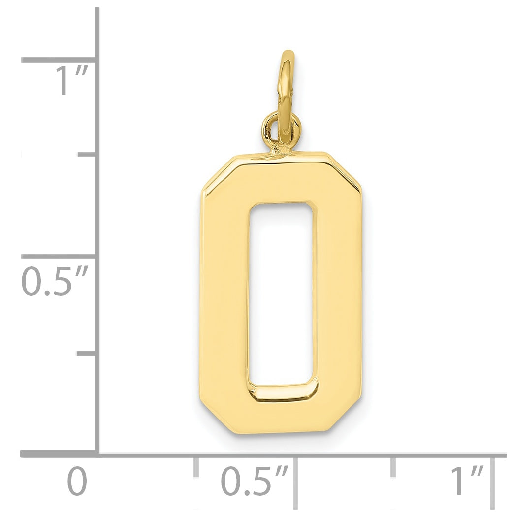 10K Yellow Gold Large Polished Number 0 Charm