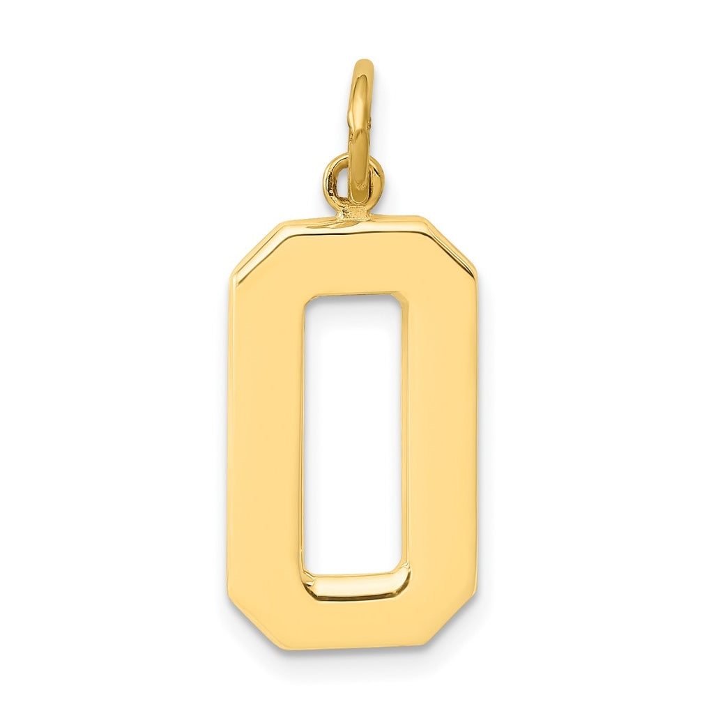 10K Yellow Gold Large Polished Number 0 Charm