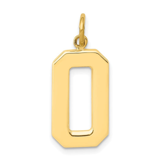 10K Yellow Gold Large Polished Number 0 Charm