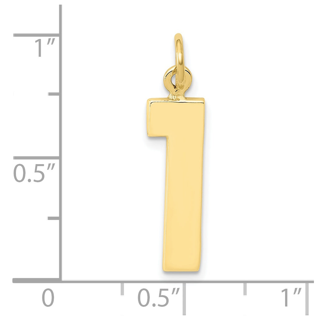 10K Yellow Gold Large Polished Number 1 Charm