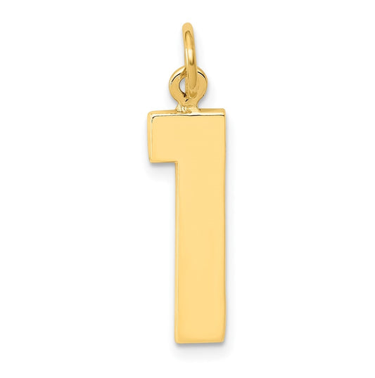 10K Yellow Gold Large Polished Number 1 Charm