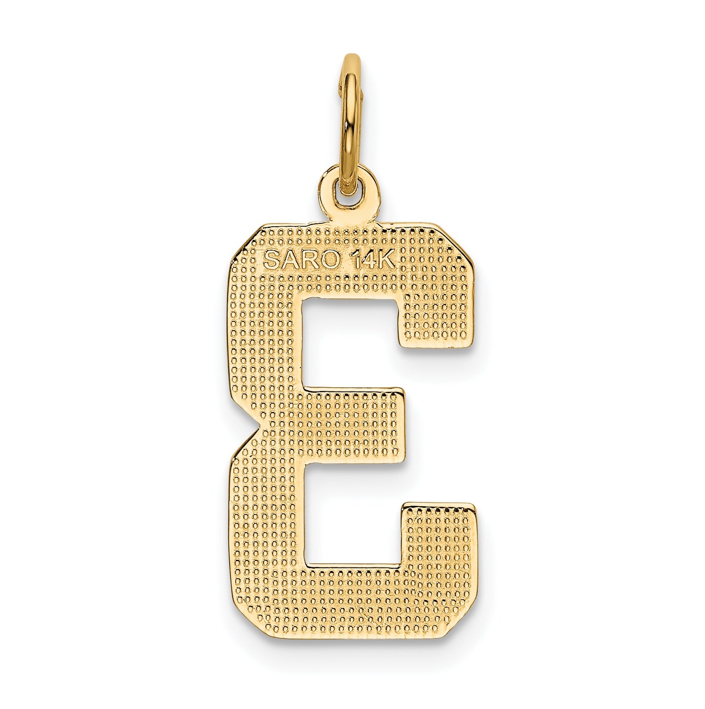 10K Yellow Gold Casted Large Polished Number 3 Charm