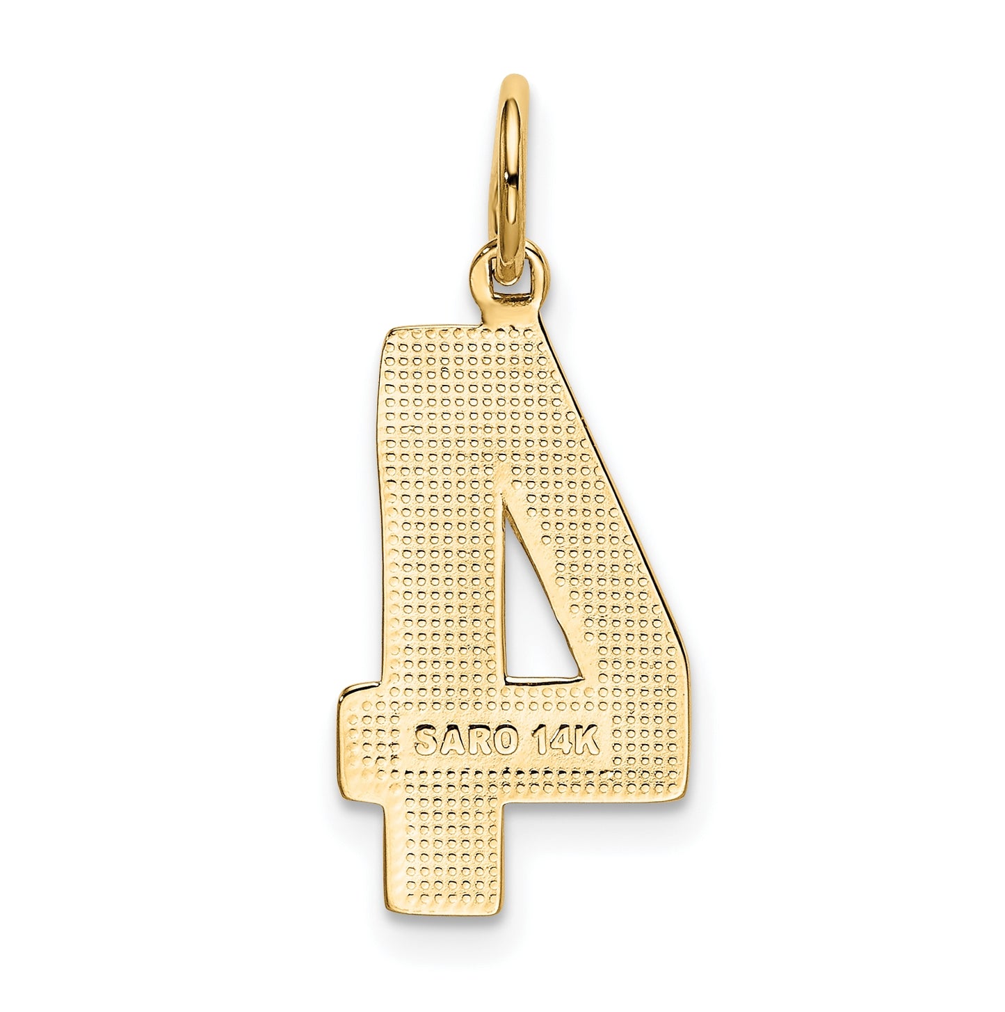 10K Yellow Gold Casted Large Polished Number 4 Charm