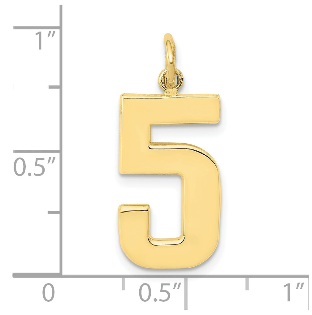10K Yellow Gold Casted Large Polished Number 5 Charm