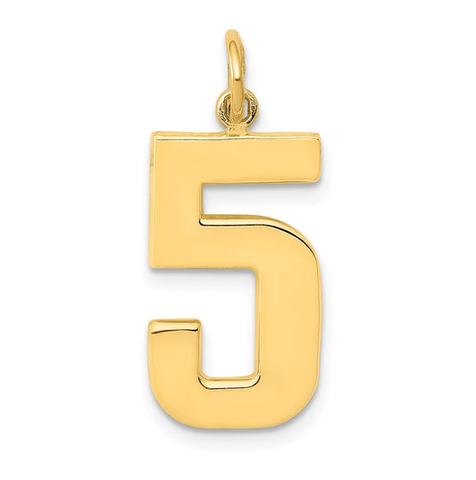 10K Yellow Gold Casted Large Polished Number 5 Charm