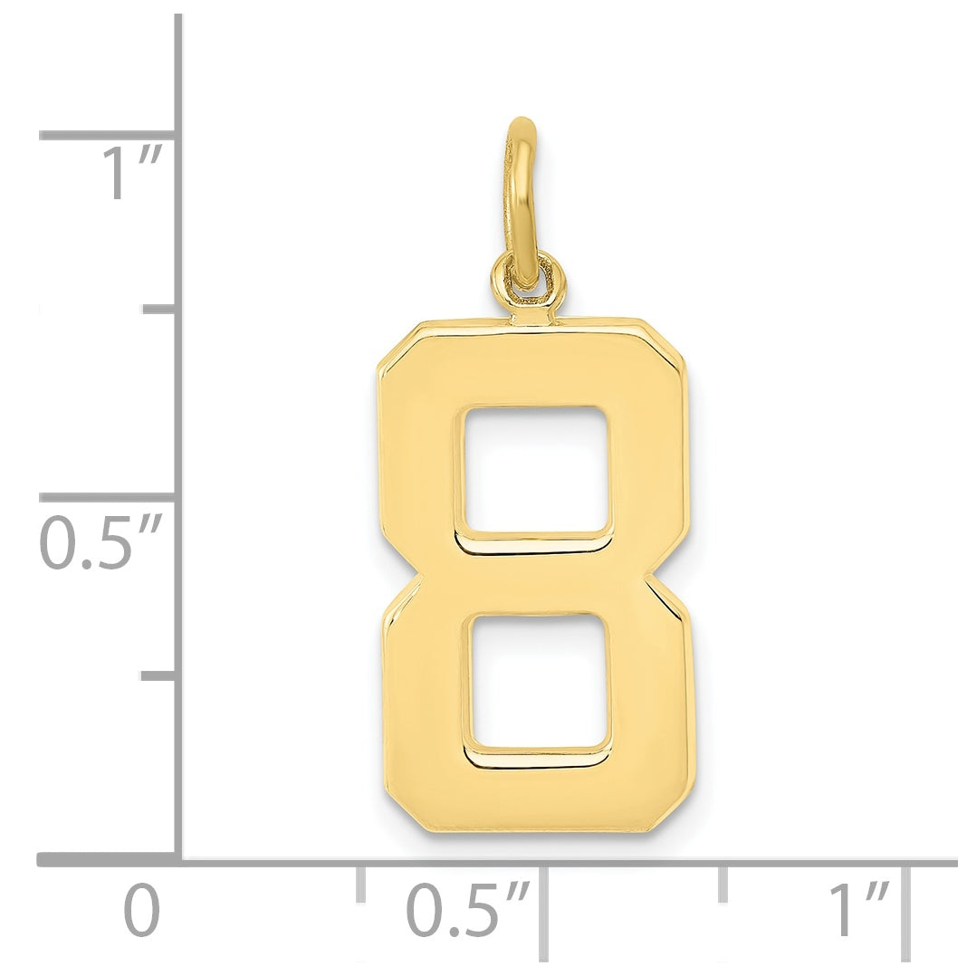 10K Yellow Gold Casted Large Polished Number 8 Charm