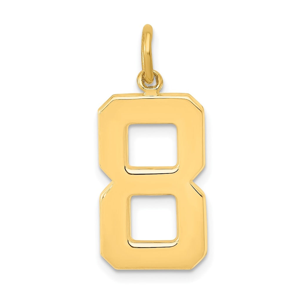 10K Yellow Gold Casted Large Polished Number 8 Charm