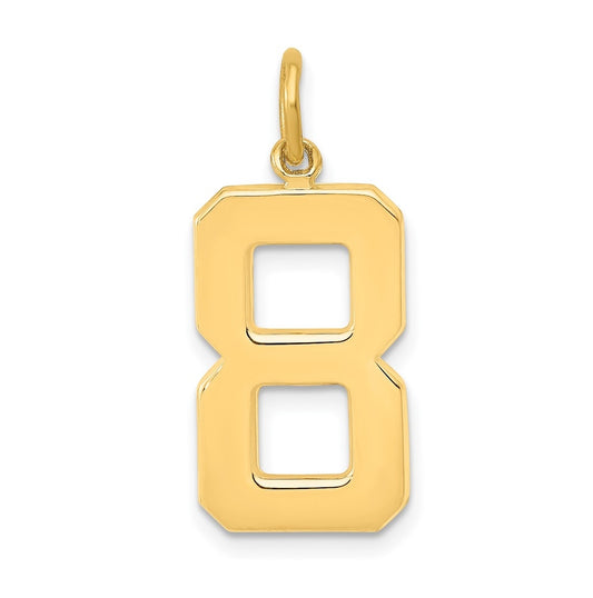 10K Yellow Gold Casted Large Polished Number 8 Charm