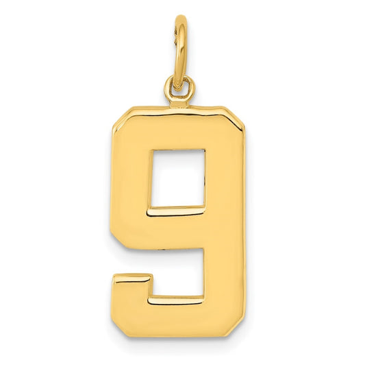 10K Yellow Gold Casted Large Polished Number 9 Charm