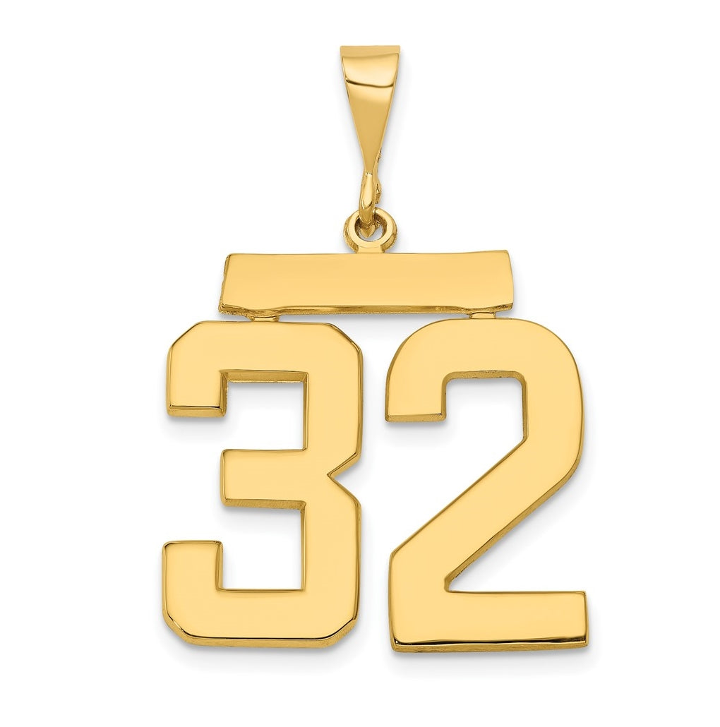10K Yellow Gold Casted Large Polished Number 32 Charm