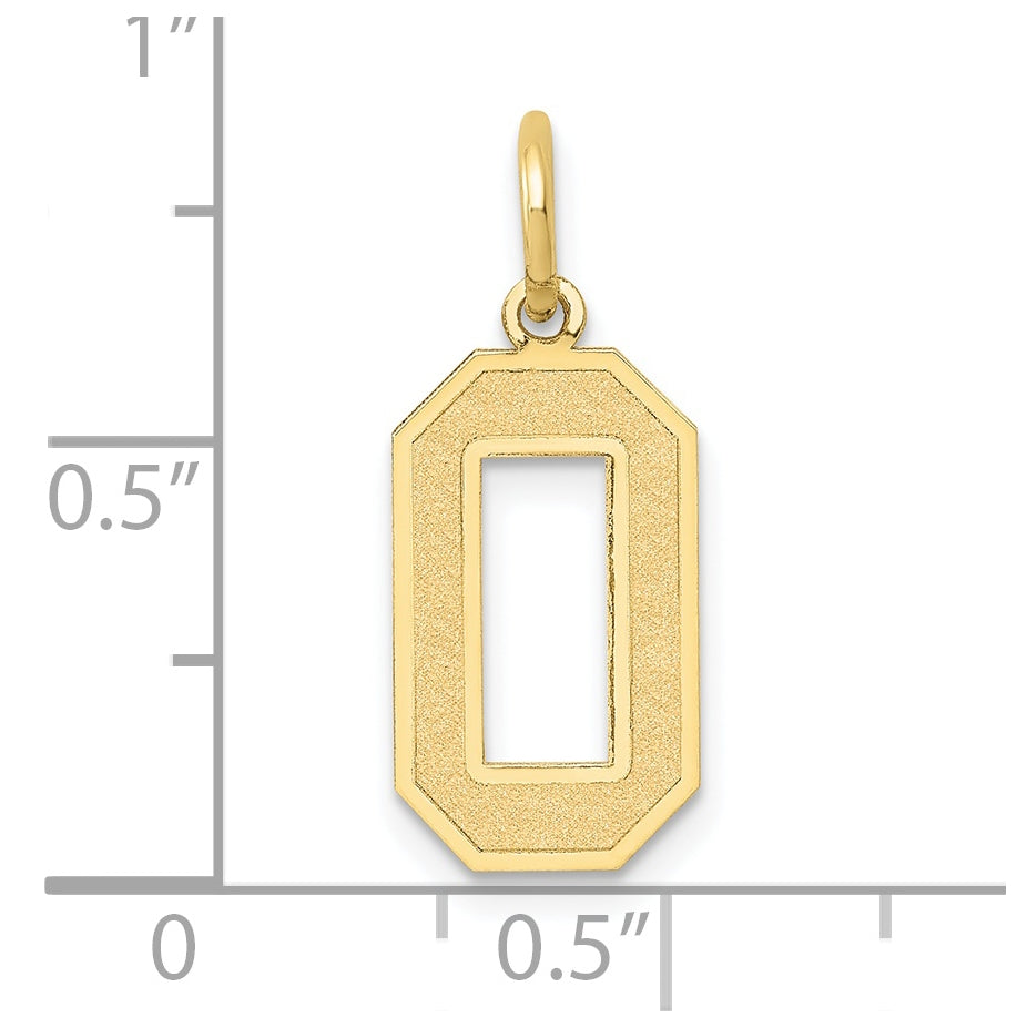 10K Yellow Gold Medium Satin Number 0 Charm