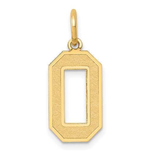 10K Yellow Gold Medium Satin Number 0 Charm