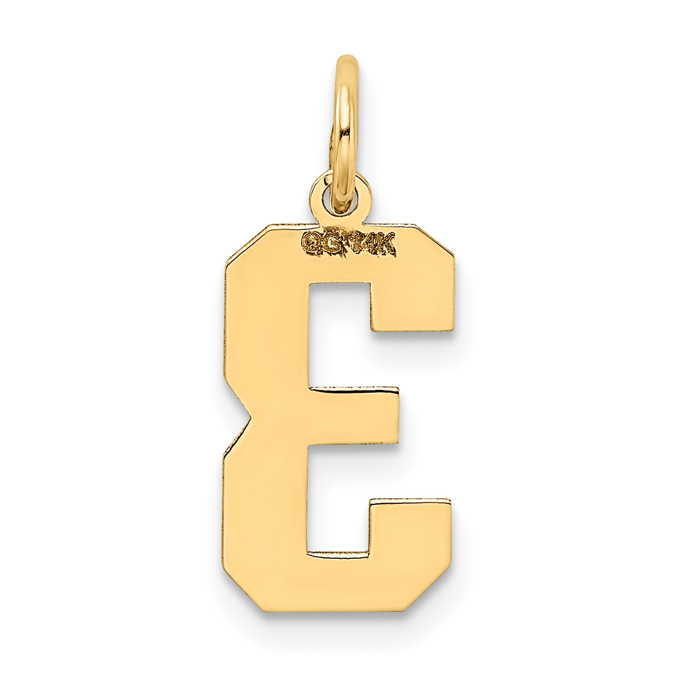 10K Yellow Gold Medium Satin Number 3 Charm
