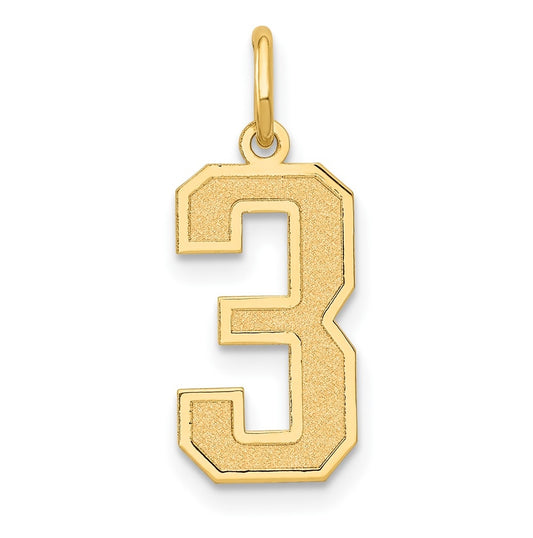 10K Yellow Gold Medium Satin Number 3 Charm