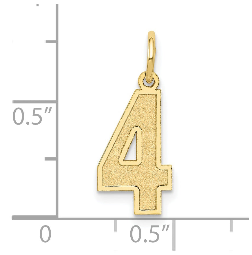 10K Yellow Gold Medium Satin Number 4 Charm