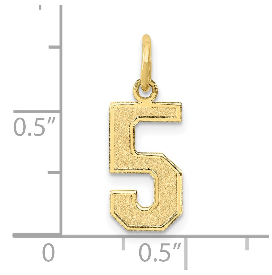 10K Yellow Gold Medium Satin Number 5 Charm