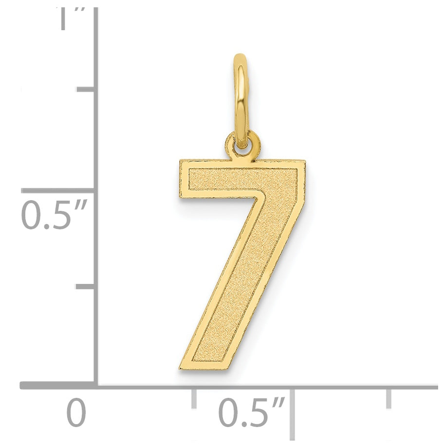 10K Yellow Gold Medium Satin Number 7 Charm