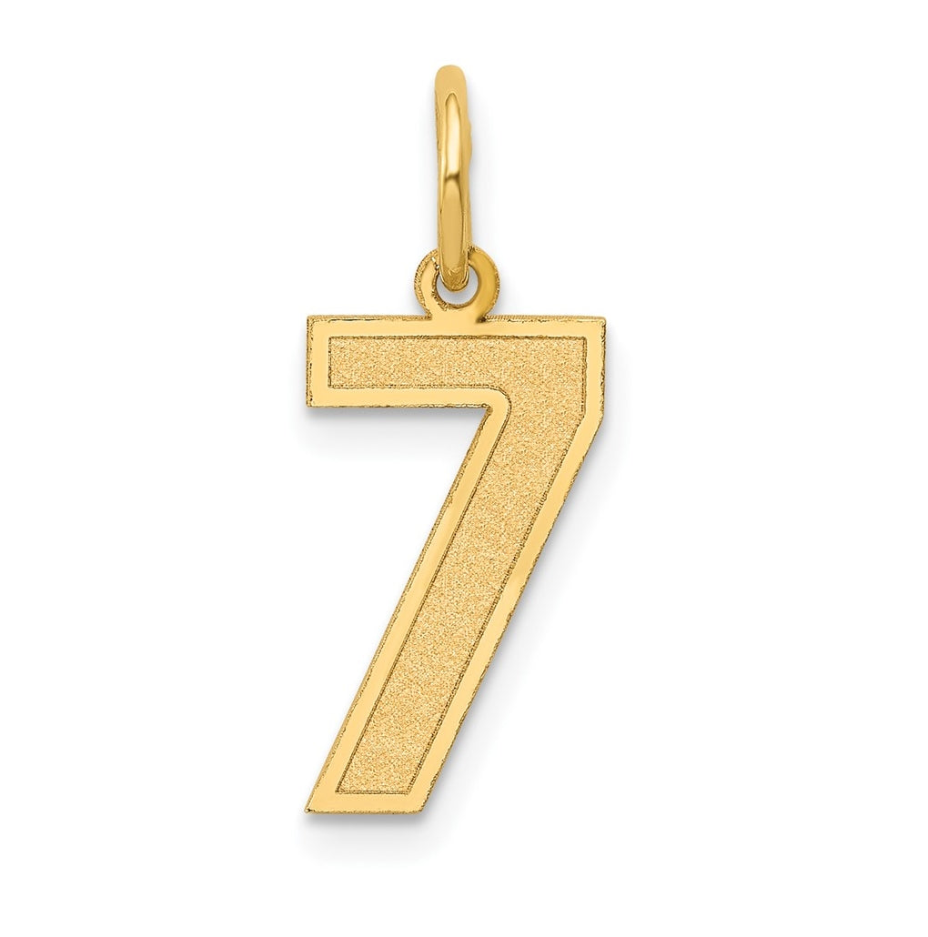 10K Yellow Gold Medium Satin Number 7 Charm