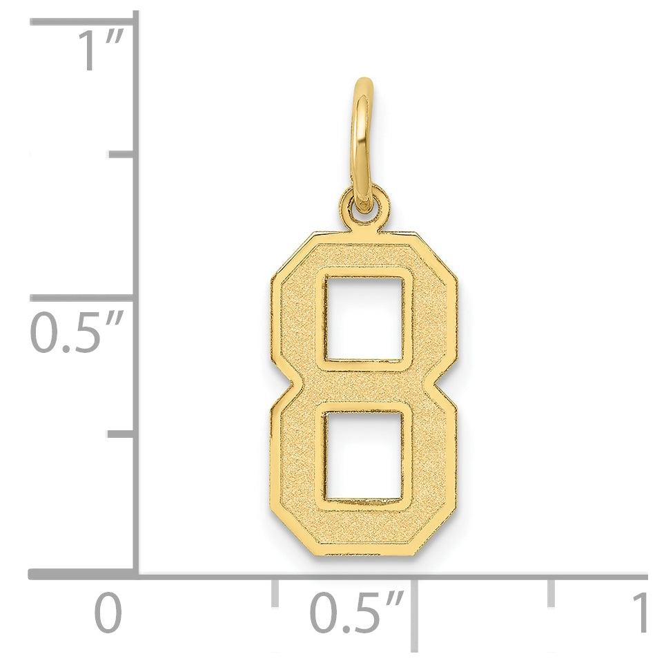 10K Yellow Gold Medium Satin Number 8 Charm