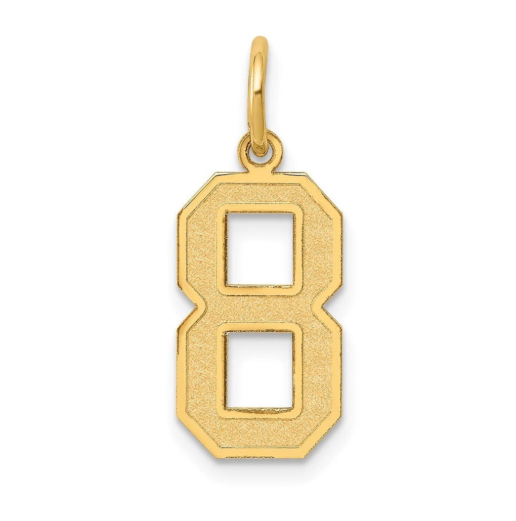 10K Yellow Gold Medium Satin Number 8 Charm
