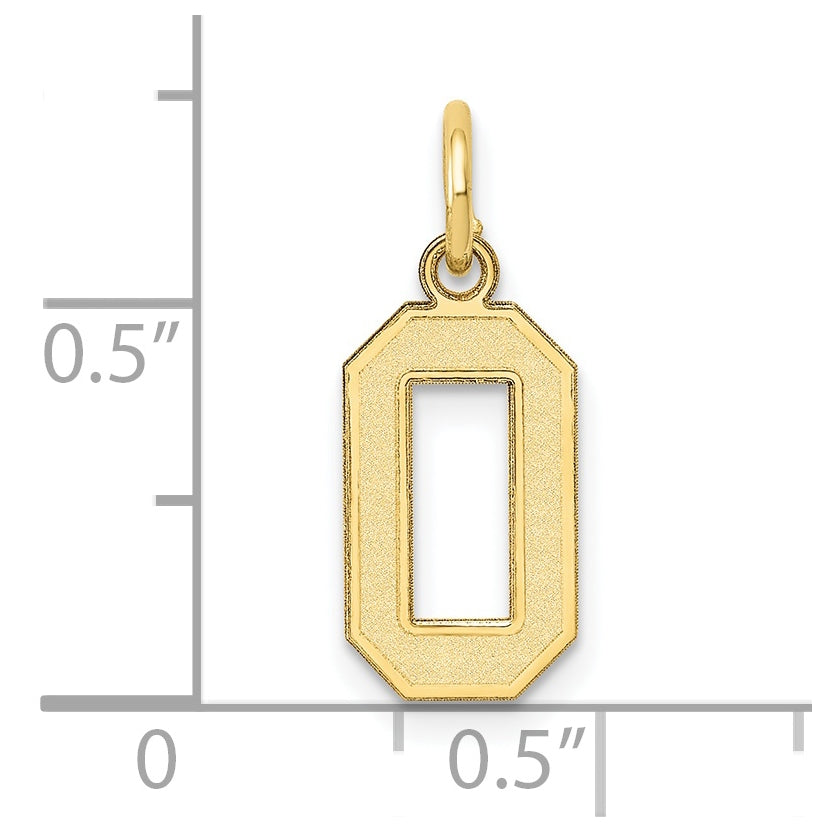 10K Yellow Gold Small Satin Number 0 Charm