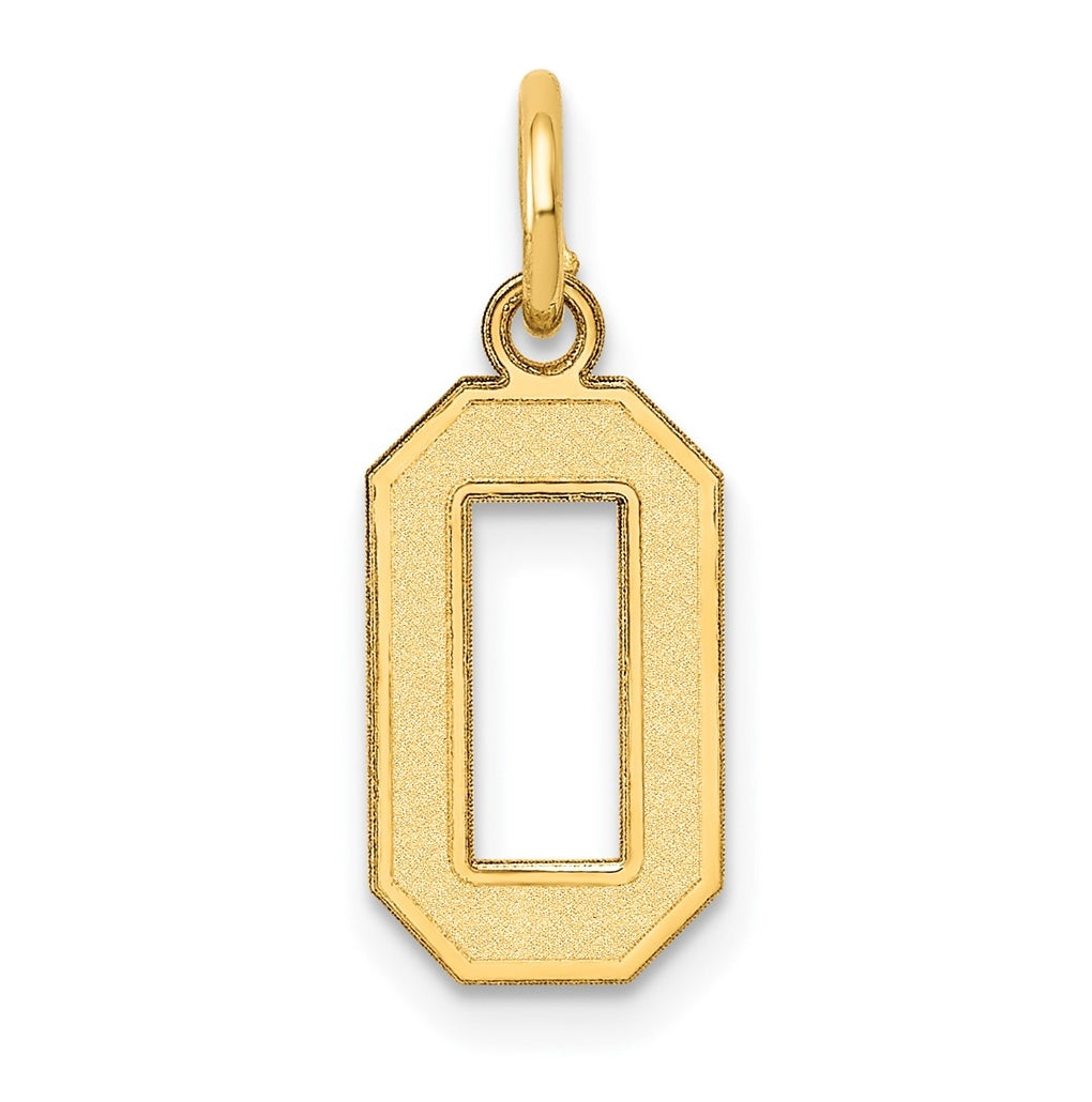 10K Yellow Gold Small Satin Number 0 Charm