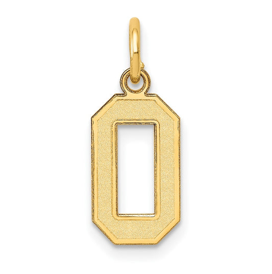 10K Yellow Gold Small Satin Number 0 Charm