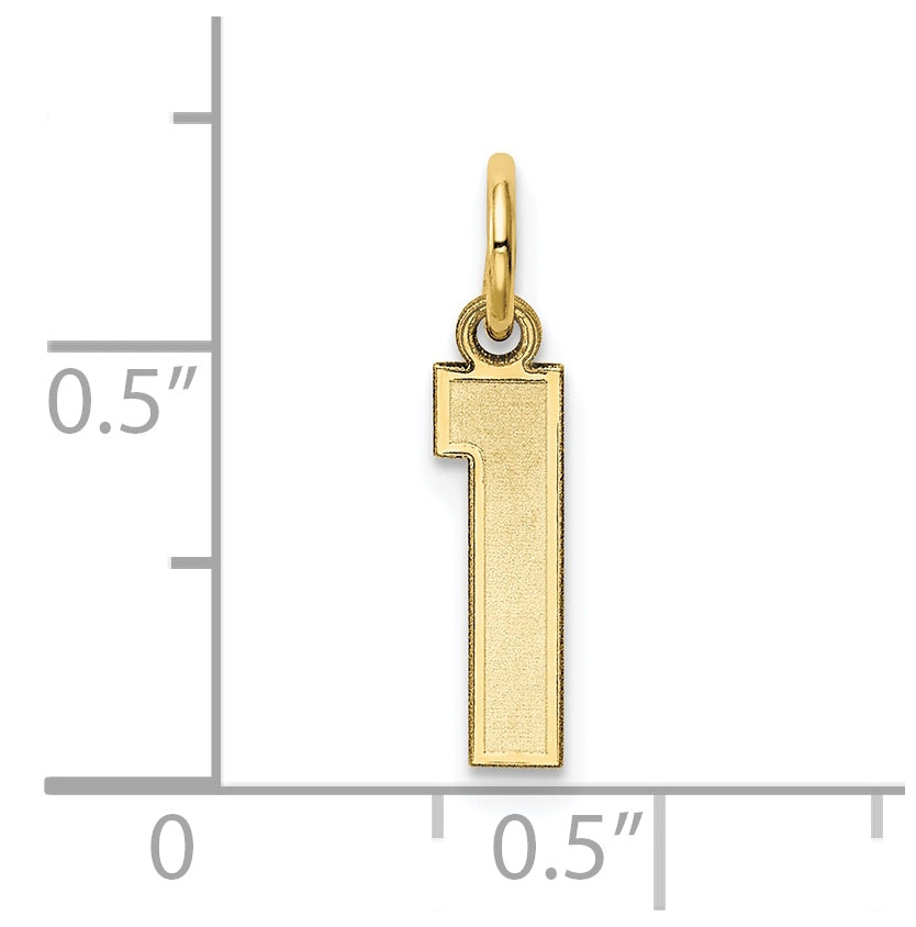 10K Yellow Gold Small Satin Number 1 Charm