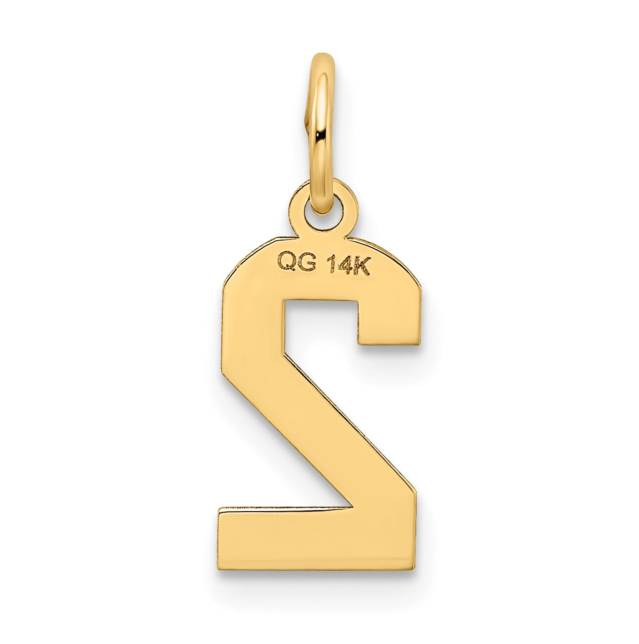 10K Yellow Gold Small Satin Number 2 Charm