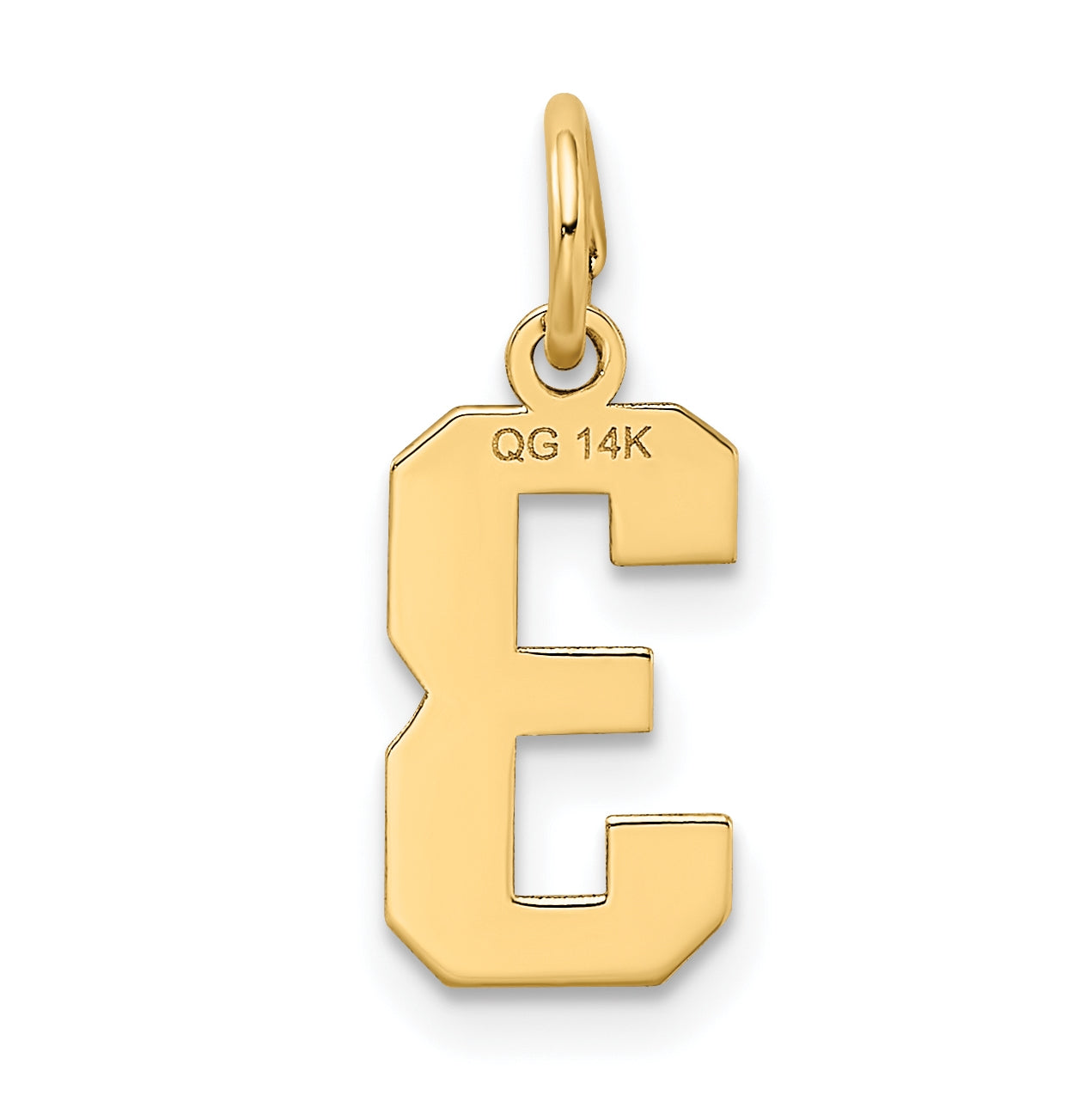 10K Yellow Gold Small Satin Number 3 Charm