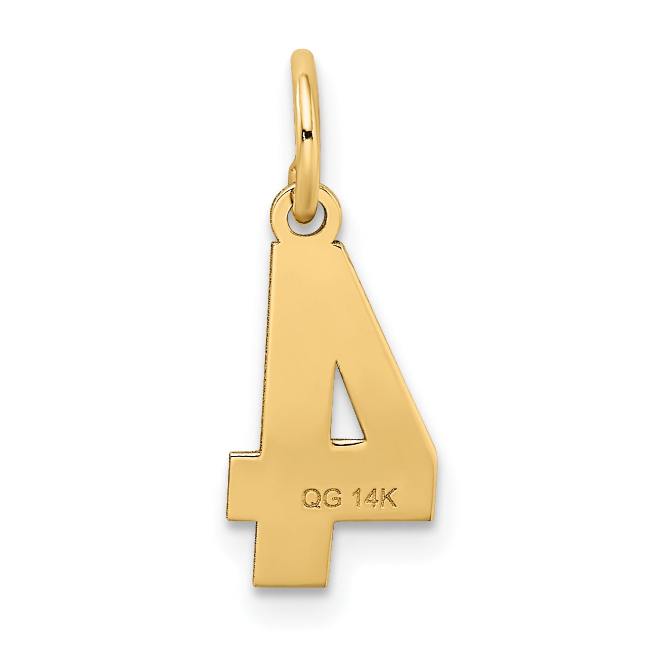 10K Yellow Gold Small Satin Number 4 Charm