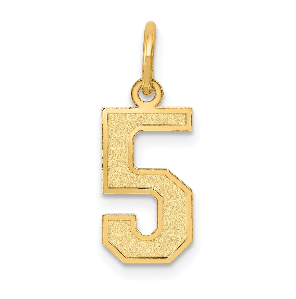 10K Yellow Gold Small Satin Number 5 Charm