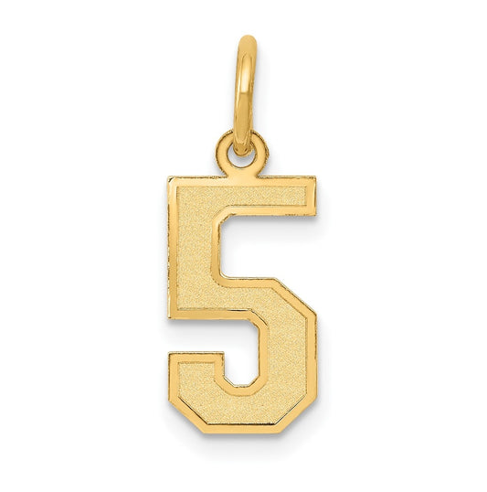 10K Yellow Gold Small Satin Number 5 Charm
