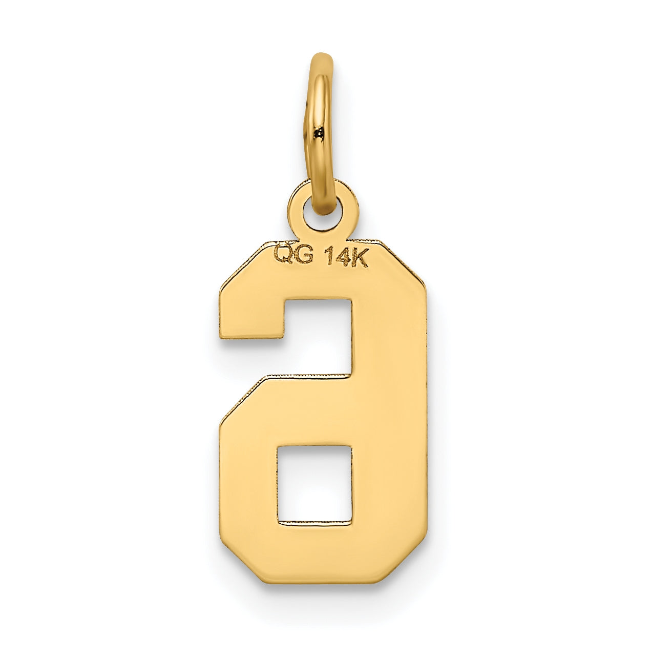 10K Yellow Gold Small Satin Number 6 Charm