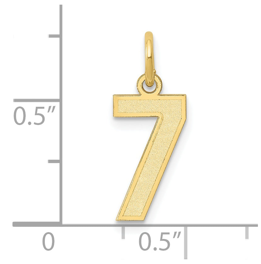 10K Yellow Gold Small Satin Number 7 Charm