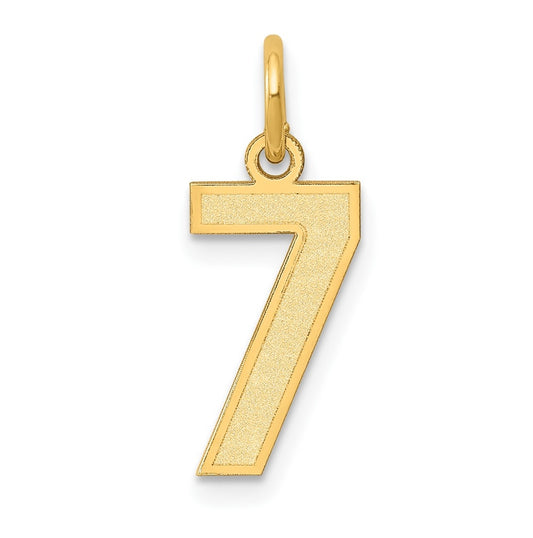 10K Yellow Gold Small Satin Number 7 Charm