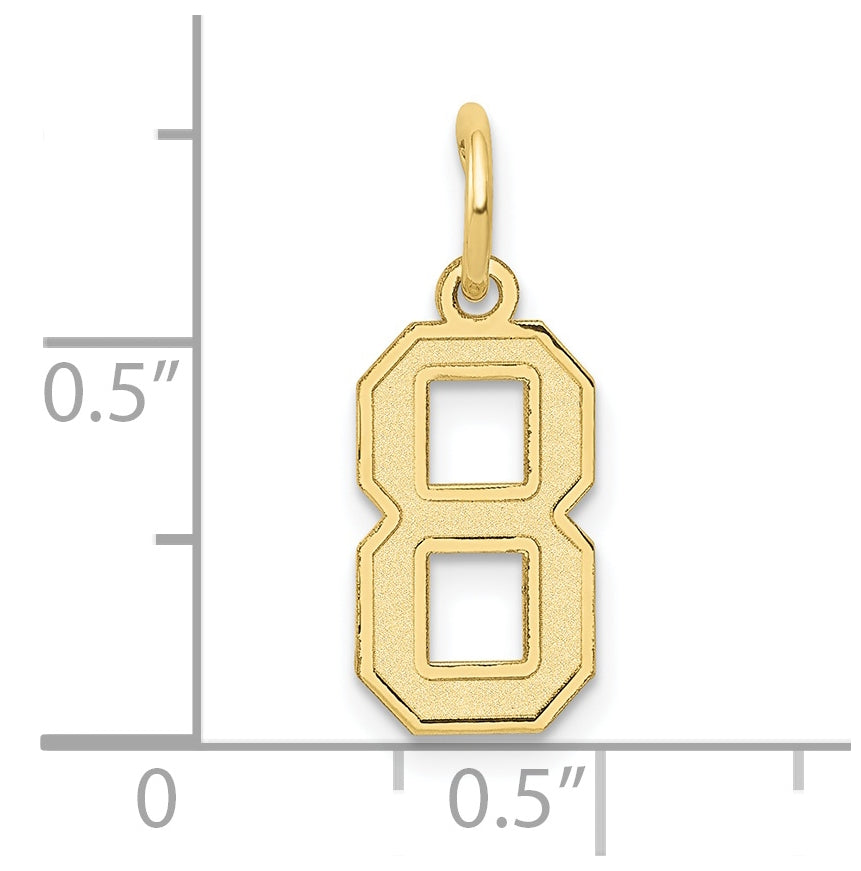 10K Yellow Gold Small Satin Number 8 Charm