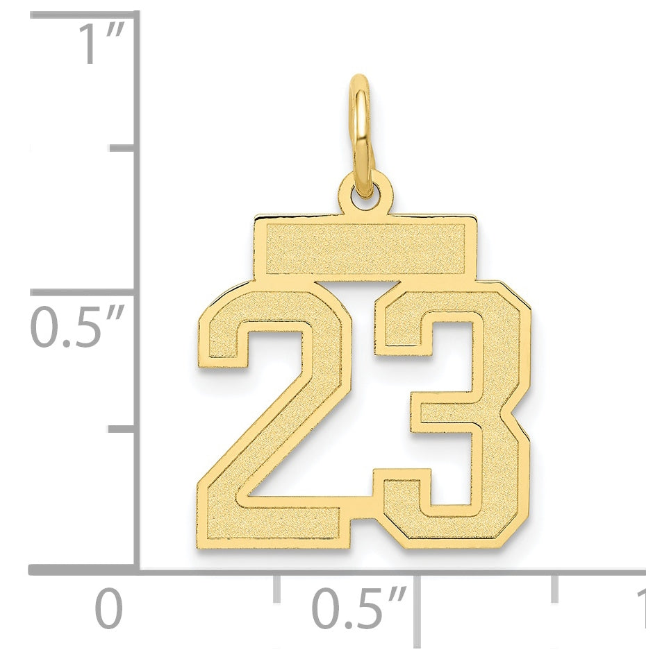 10K Yellow Gold Small Satin Number 23 Charm