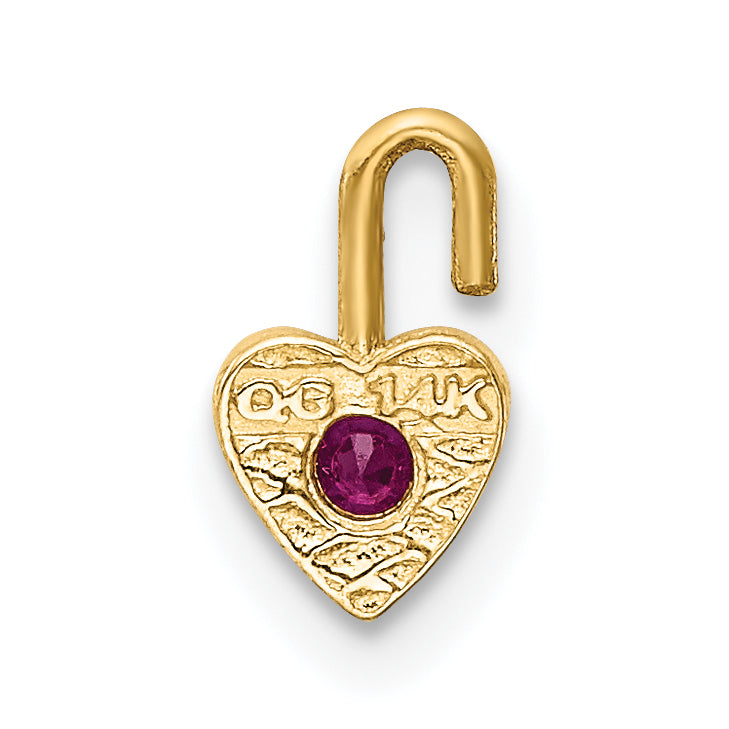 10K Yellow Gold July Synthetic Birthstone Heart Charm