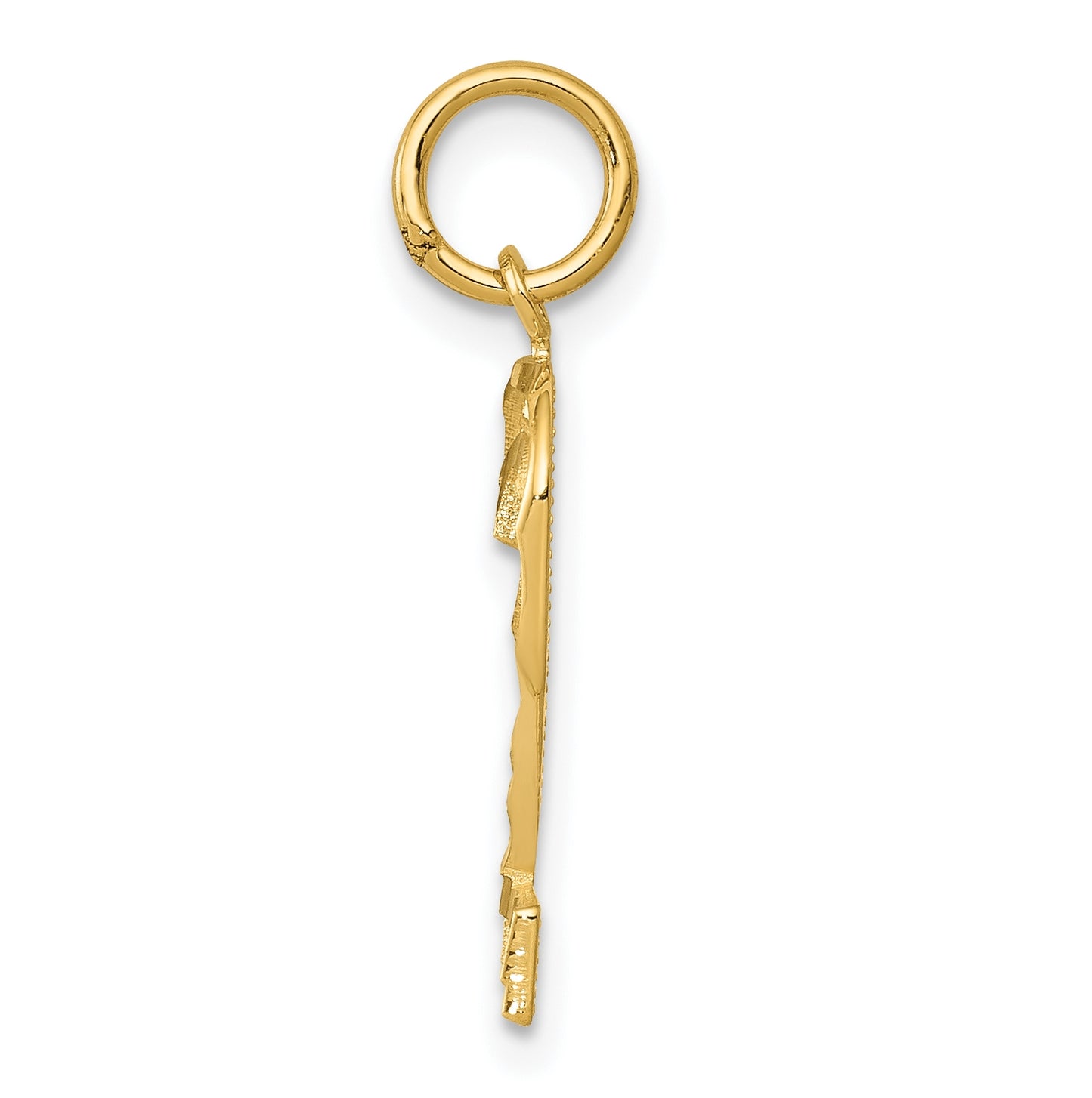 10K Yellow Gold Casted Medium Diamond-cut Number 2 Charm