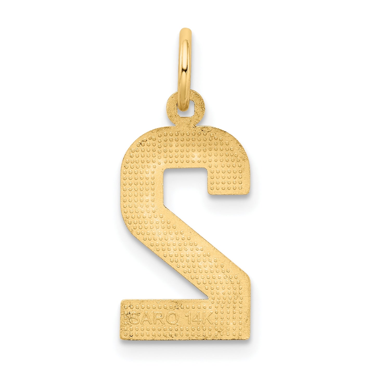 10K Yellow Gold Casted Medium Diamond-cut Number 2 Charm