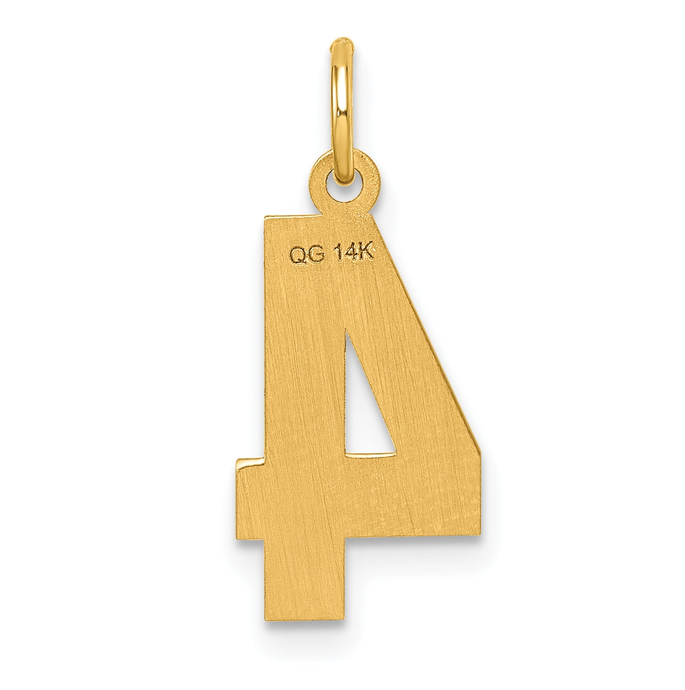 10K Yellow Gold Casted Medium Diamond-cut Number 4 Charm