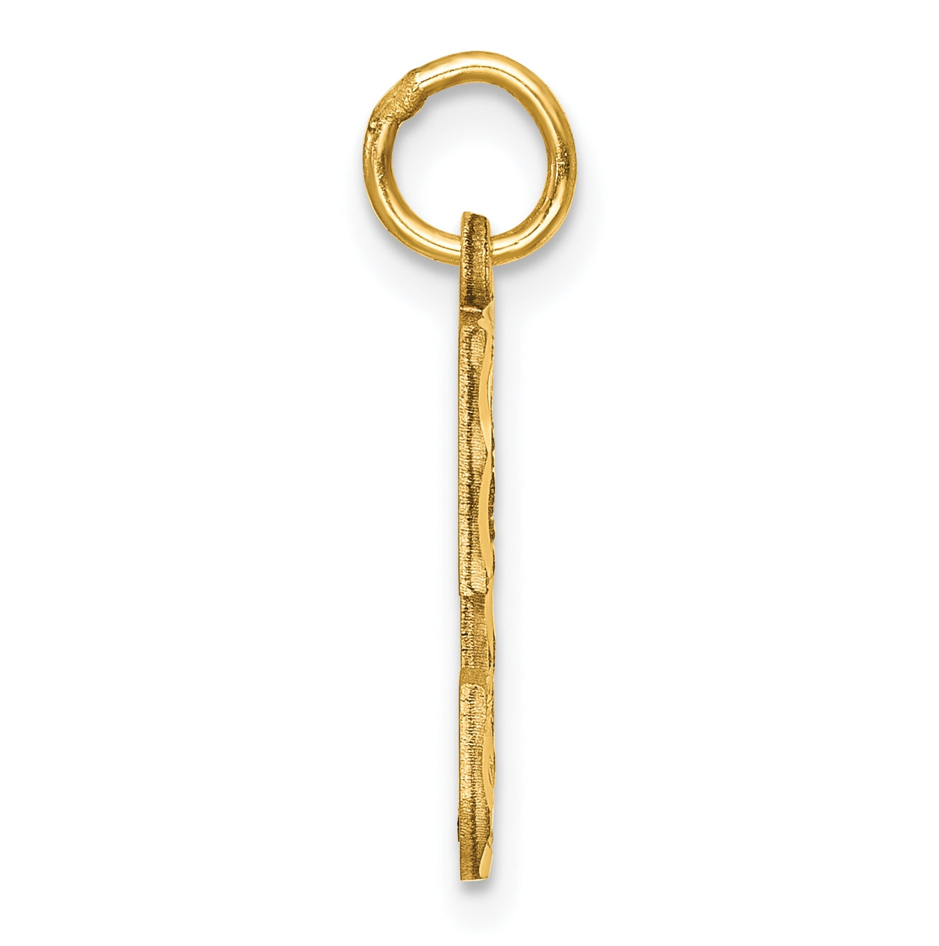 10K Yellow Gold Casted Medium Diamond-cut Number 5 Charm